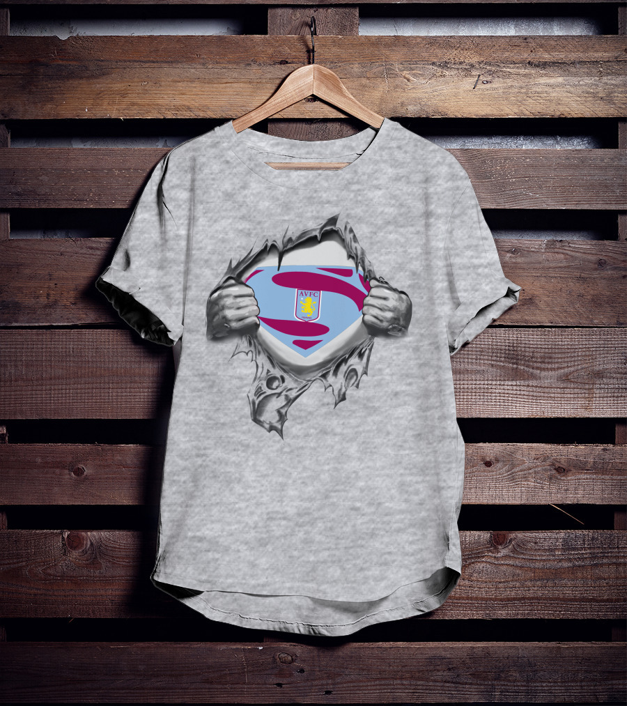 Aston Villa FC Superman Shield With Crest T-Shirt