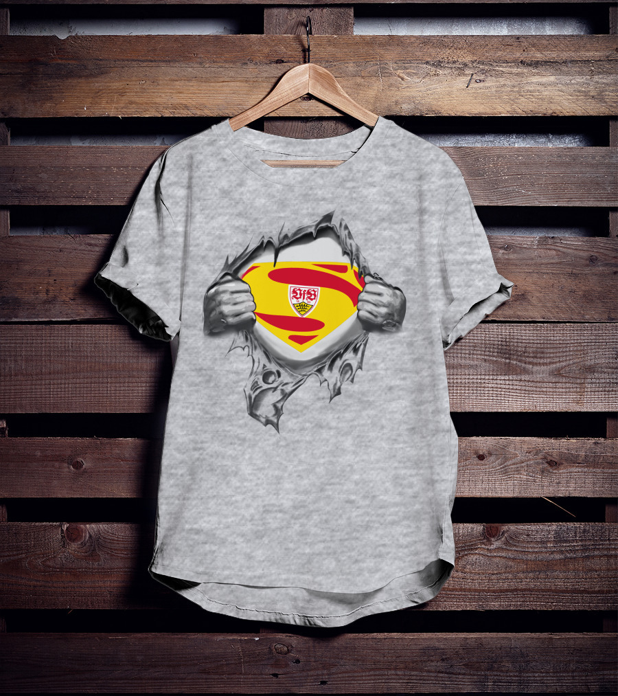 VfB Stuttgart Superman Shield Ripped Jersey T-Shirt