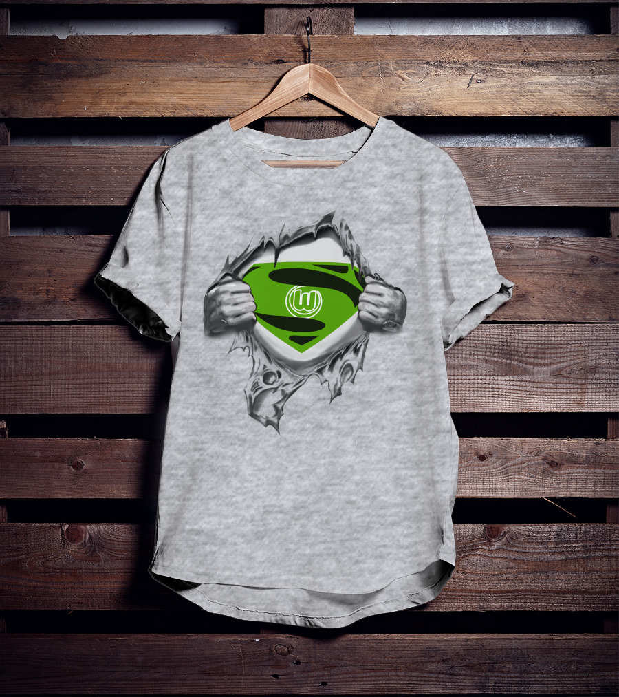 DFL VfL Wolfsburg Superman Shield Logo Rip T-Shirt