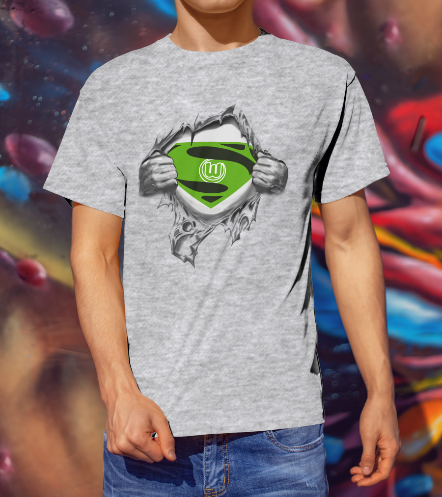DFL VfL Wolfsburg Superman Shield Logo Rip T-Shirt