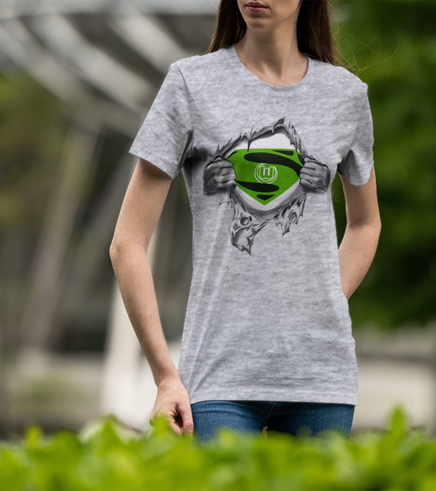 DFL VfL Wolfsburg Superman Shield Logo Rip T-Shirt