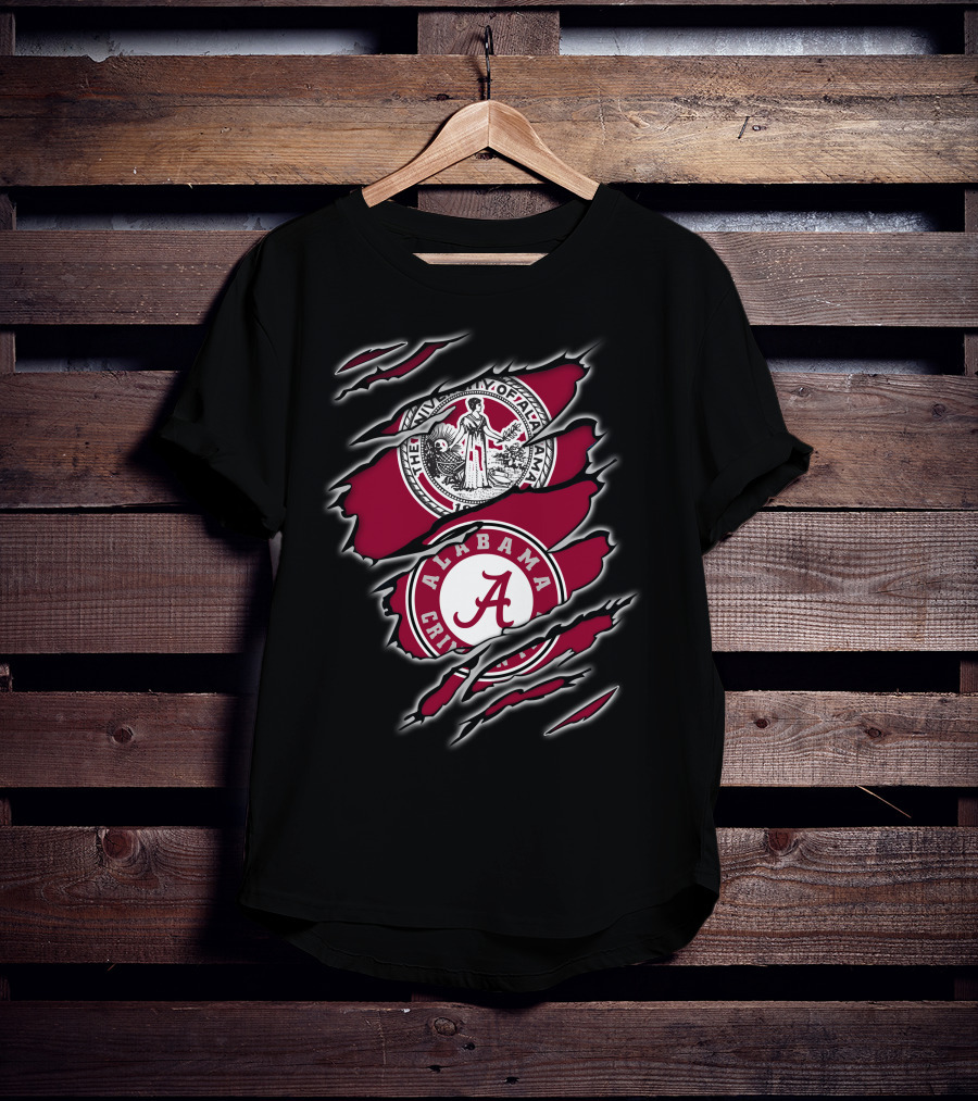 Alabama Crimson Tide Seal And Emblem With Tear Effect T-Shirt