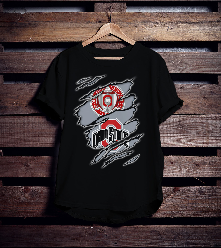 NCAA Ohio State University Emblem With Claw Marks T-Shirt