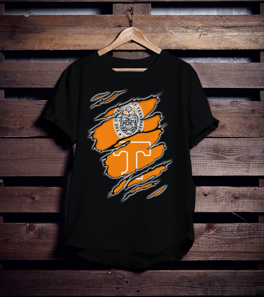 NCAA Tennessee Volunteers University Of Tennessee Seal And T Logo Orange Claw Marks T-Shirt