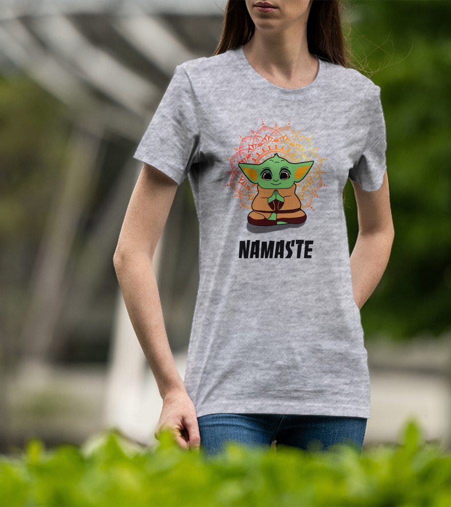Baby Yoda Namaste Meditate Mandala T-Shirt