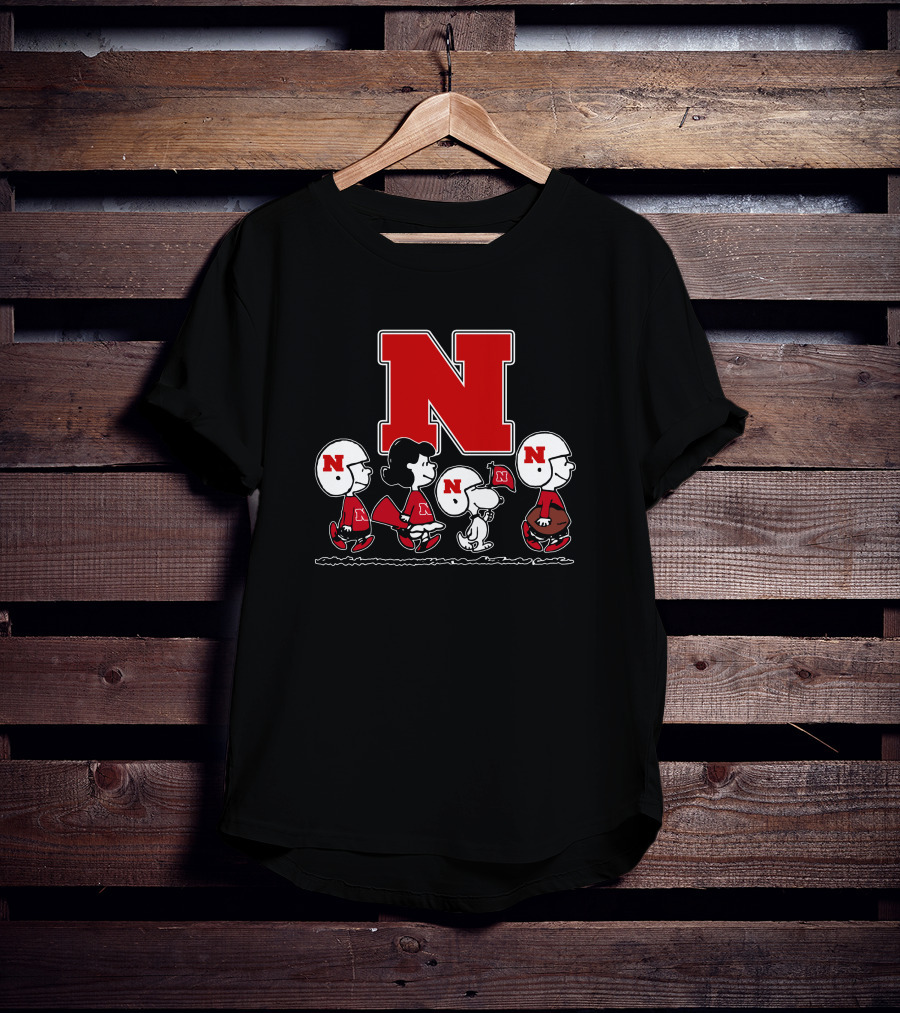Peanuts Nebraska Cornhuskers Football Marching With Snoopy And Friends T-Shirt