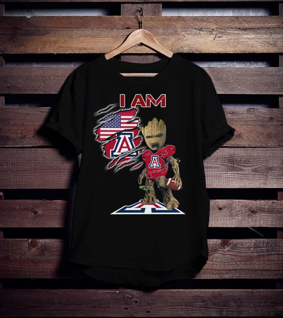 I Am Arizona Baby Groot University Of Arizona Wildcats Football Fan T-Shirt
