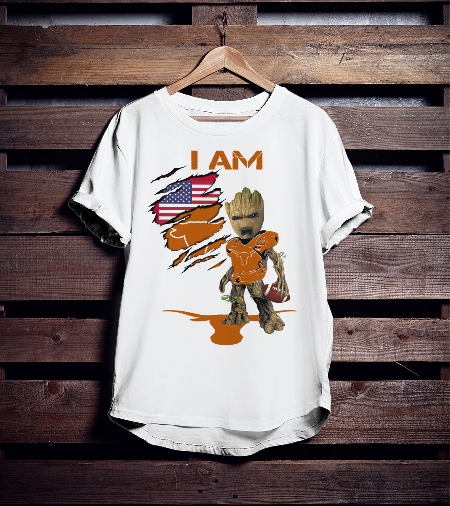 I AM Baby Groot Longhorns American Football T-Shirt