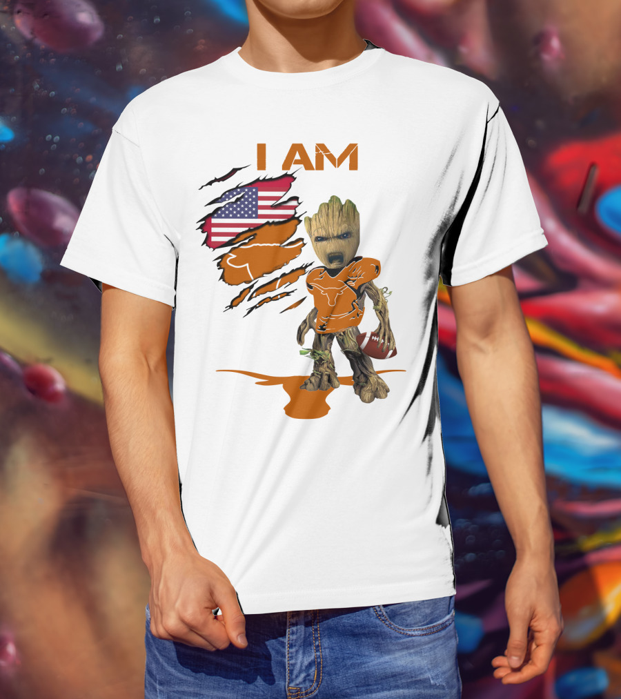 I AM Baby Groot Longhorns American Football T-Shirt