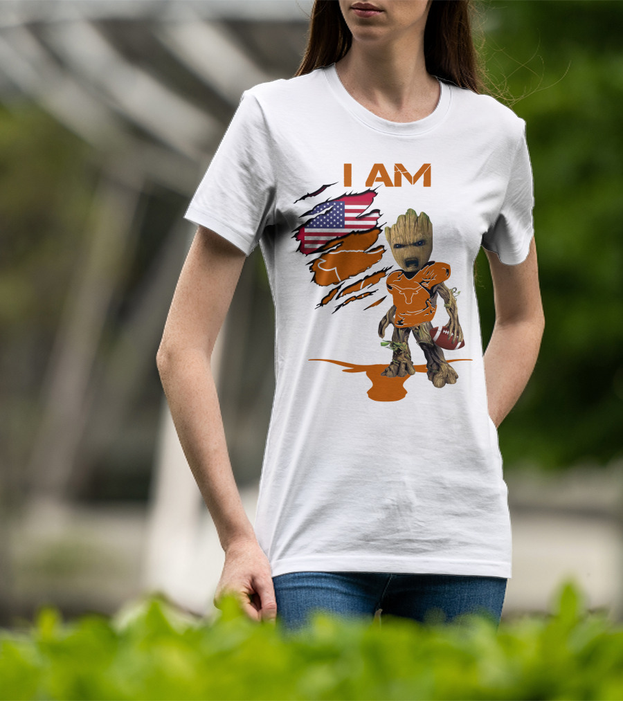 I AM Baby Groot Longhorns American Football T-Shirt