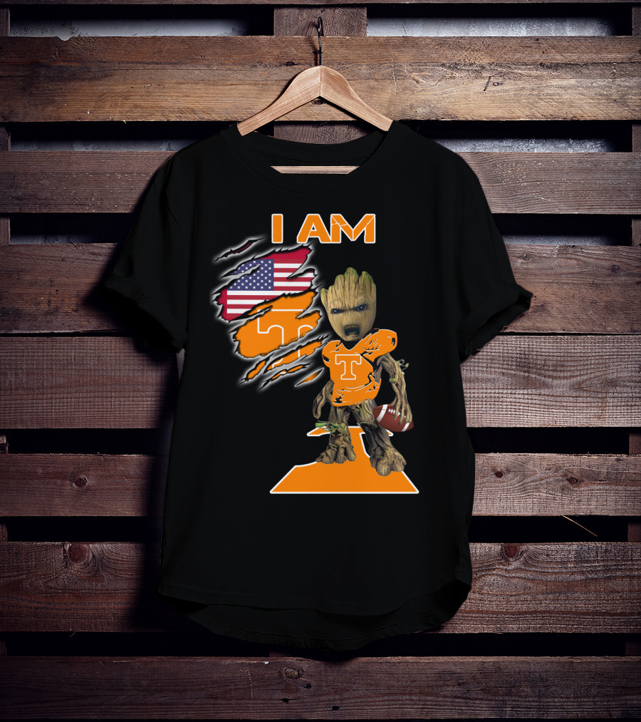 I Am Groot Tennessee Football T-Shirt American Flag T-Shirt