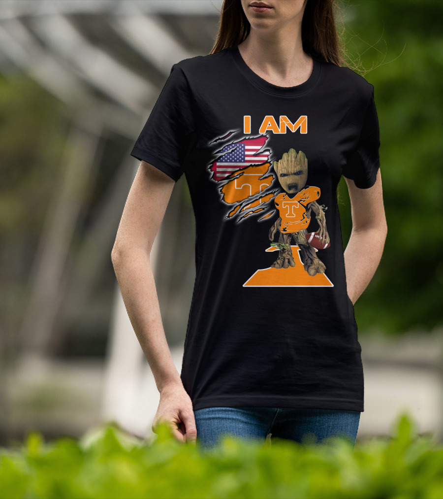 I Am Groot Tennessee Football T-Shirt American Flag T-Shirt