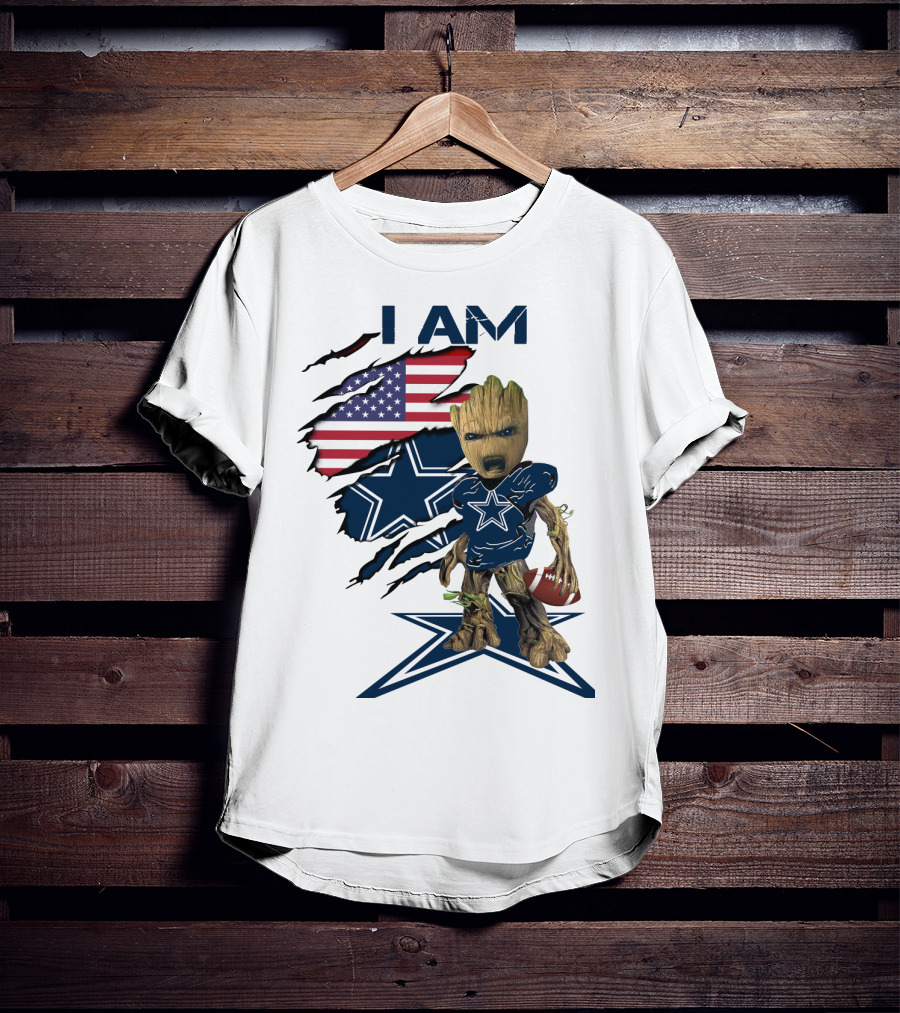 I Am Cowboys Baby Groot Star Football T-Shirt