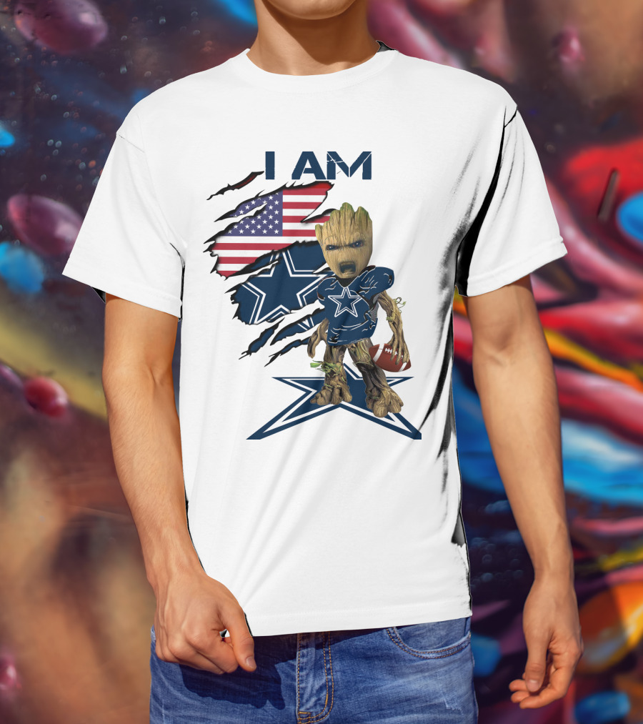 I Am Cowboys Baby Groot Star Football T-Shirt