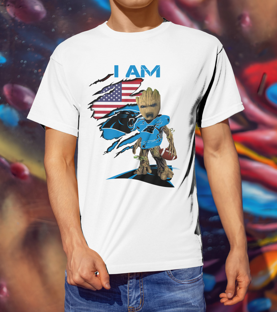 I AM Panthers Baby Groot Football Fan T-Shirt
