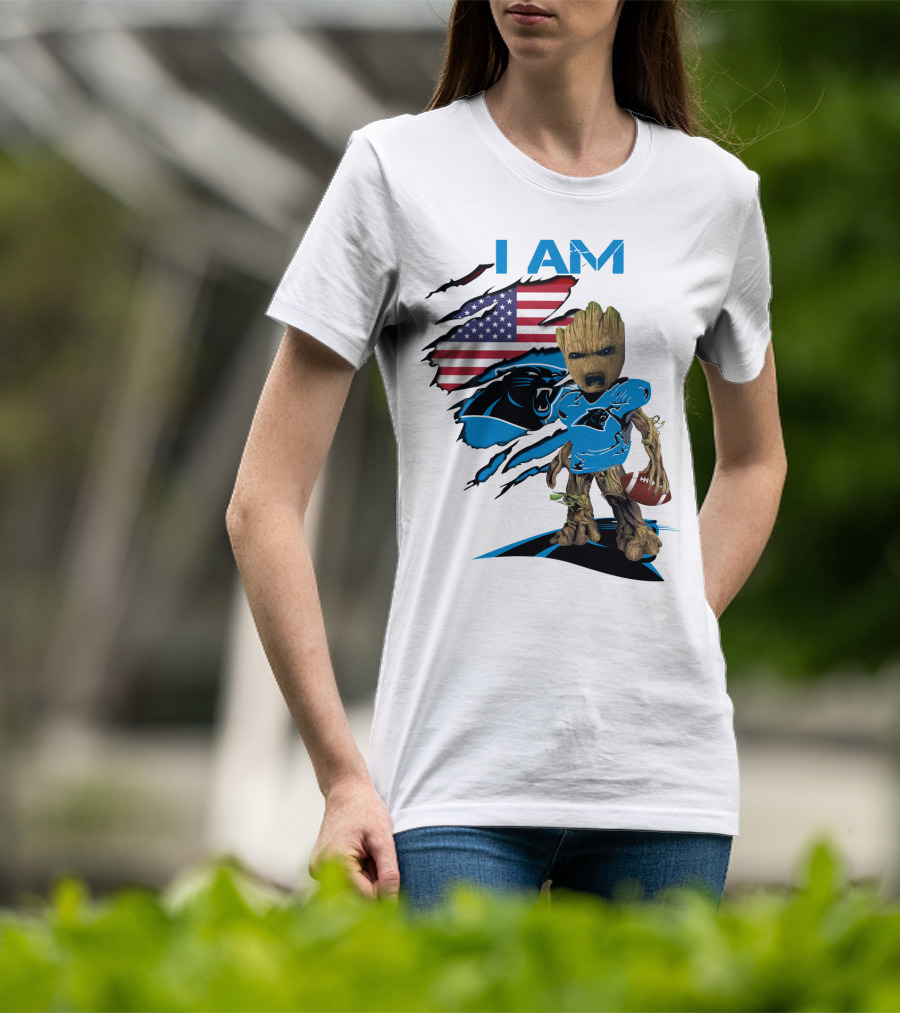 I AM Panthers Baby Groot Football Fan T-Shirt
