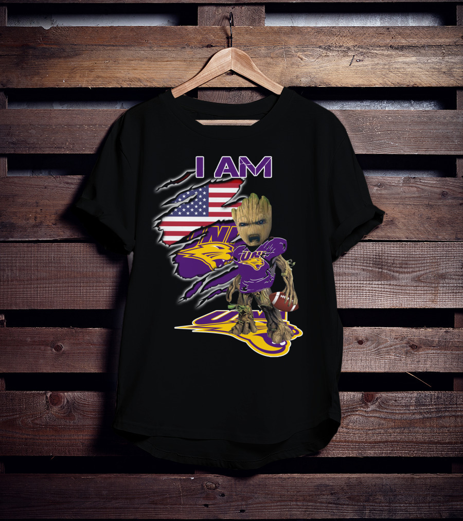 I Am Uni Baby Groot American Flag Football Panthers T-Shirt