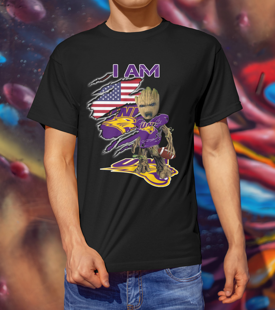 I Am Uni Baby Groot American Flag Football Panthers T-Shirt