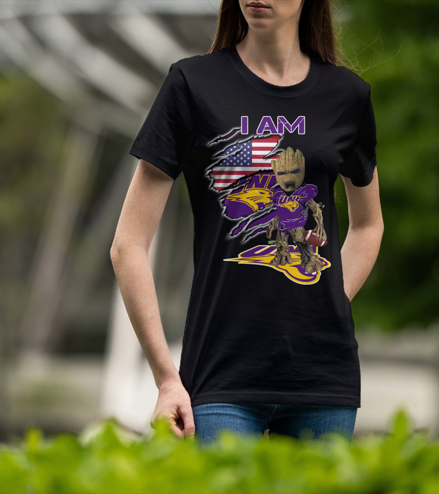 I Am Uni Baby Groot American Flag Football Panthers T-Shirt