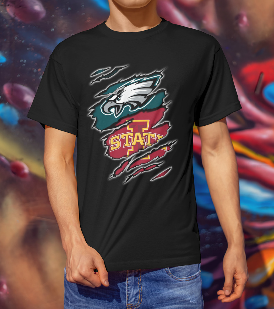 Philadelphia Eagles Iowa State Cyclones Claw Marks Logo Fusion T-Shirt