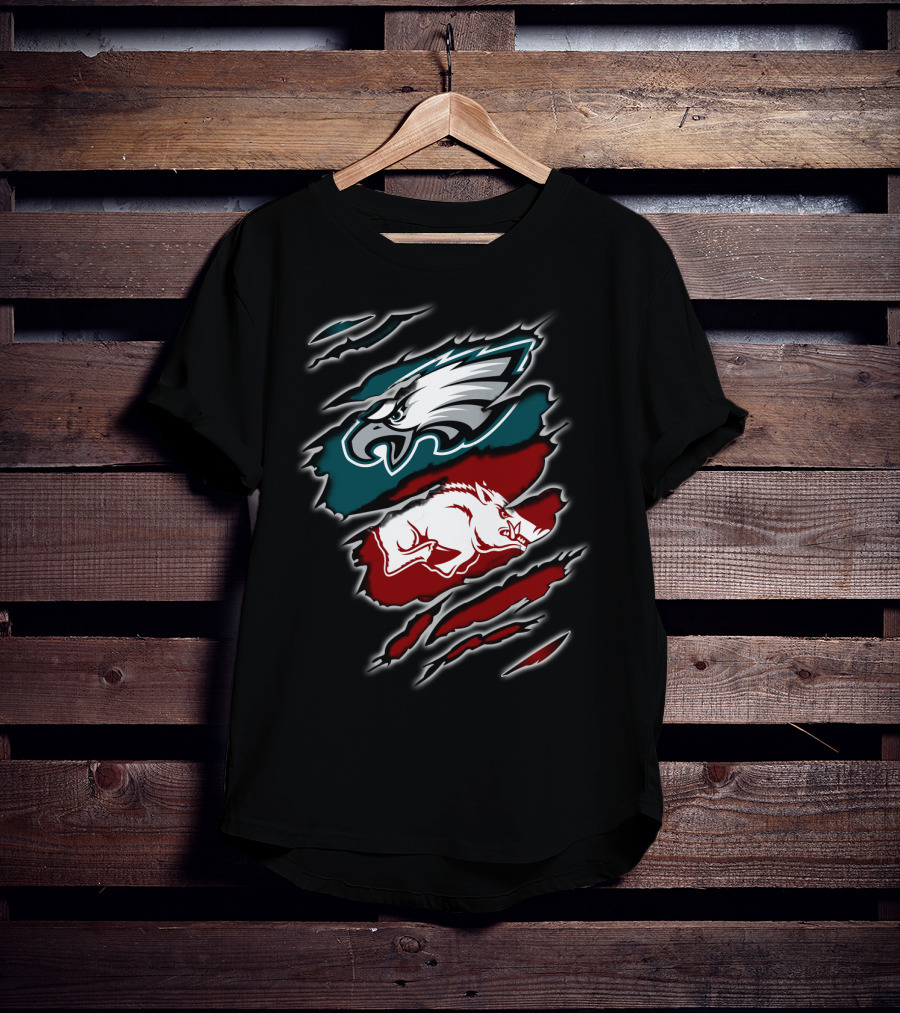 Philadelphia Eagles Arkansas Razorbacks Ripped T-Shirt