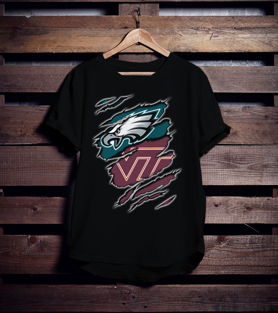 Philadelphia Eagles Virginia Tech Hokies Crossover T-Shirt