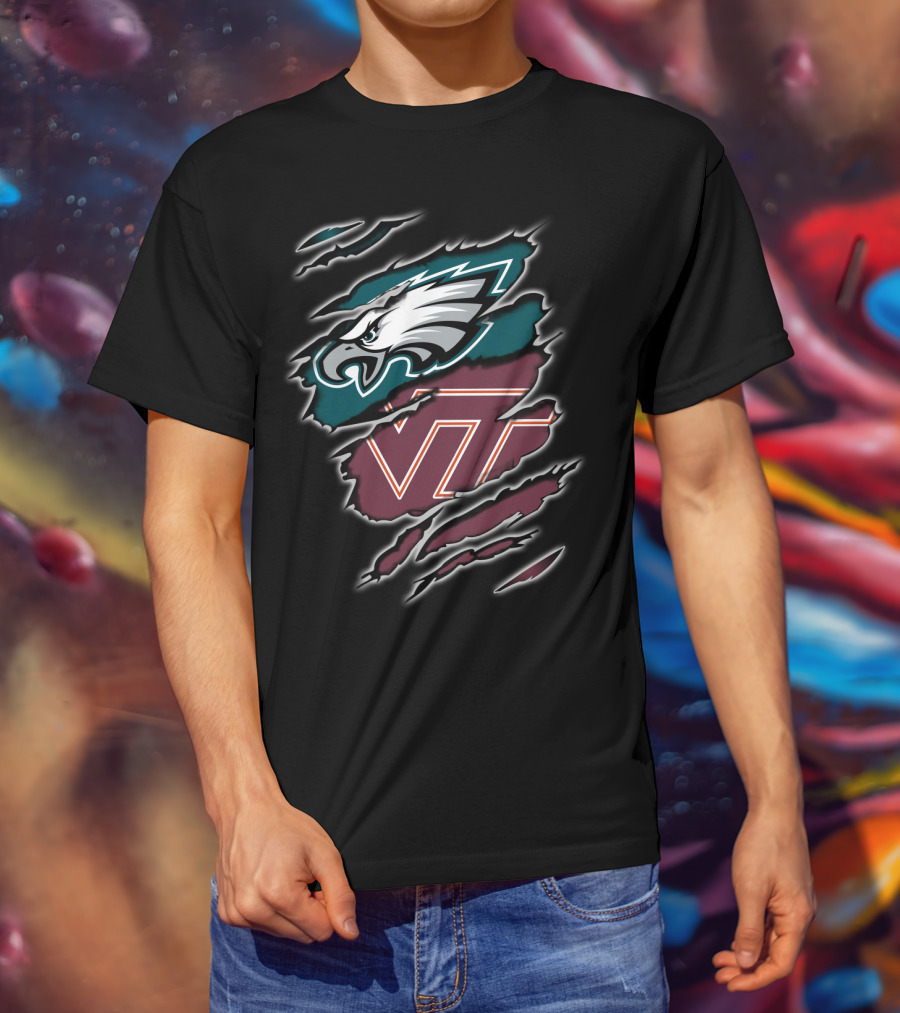 Philadelphia Eagles Virginia Tech Hokies Crossover T-Shirt