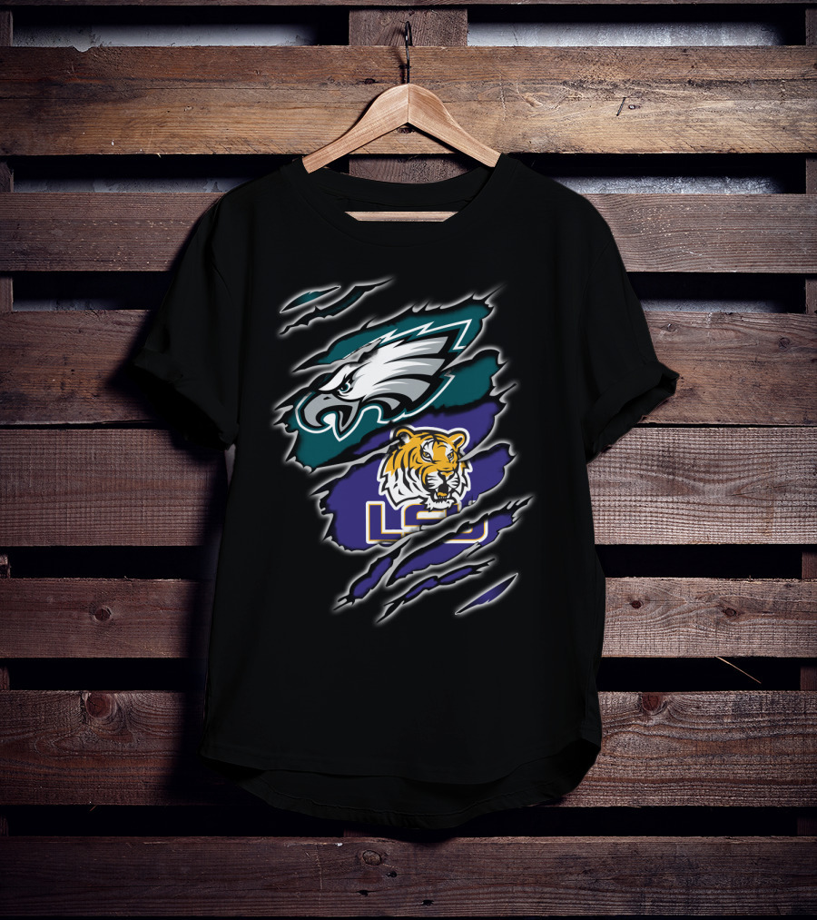 Philadelphia Eagles LSU Tigers Ripped T-Shirt