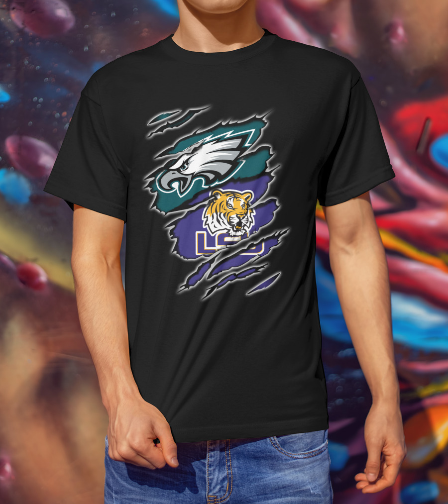 Philadelphia Eagles LSU Tigers Ripped T-Shirt