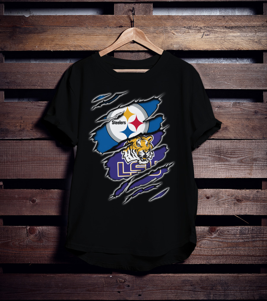 Steelers LSU Tigers Logo Fusion T-Shirt