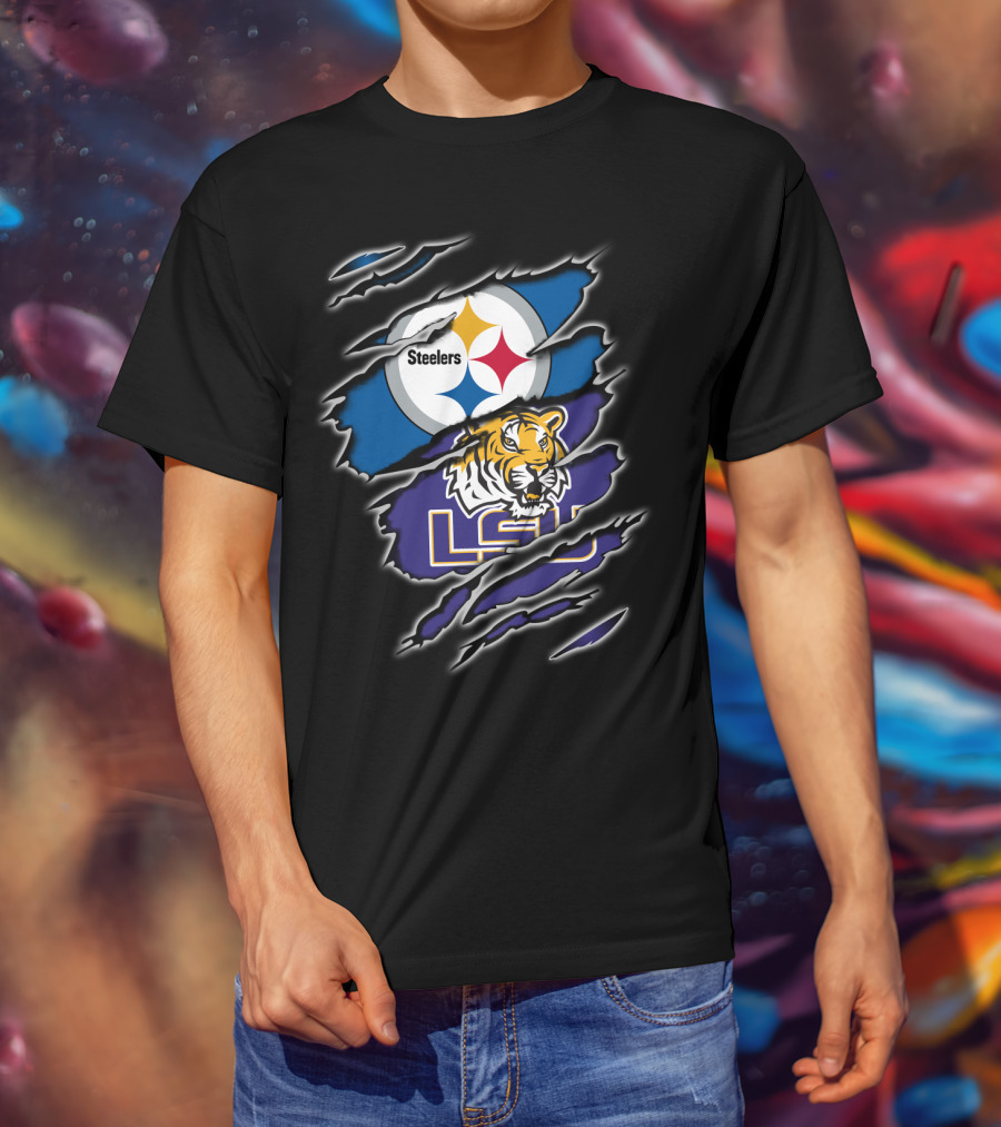 Steelers LSU Tigers Logo Fusion T-Shirt