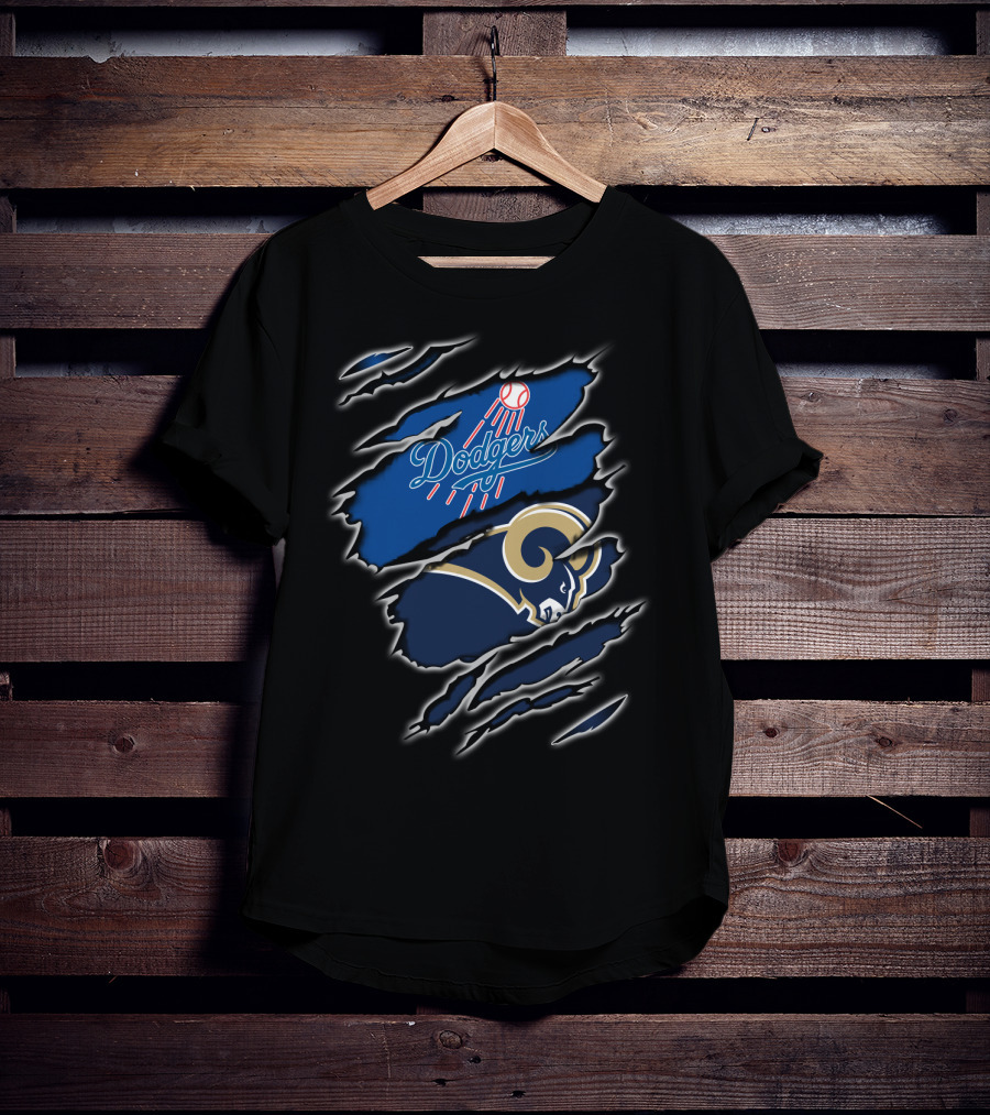 Dodgers Rams Claw Scratch Dual Logo Fusion T-Shirt