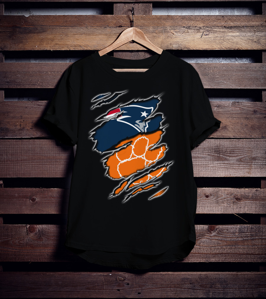 Patriots Clemson Tiger Paw Scratch New England Football Tiger Claw T-Shirt