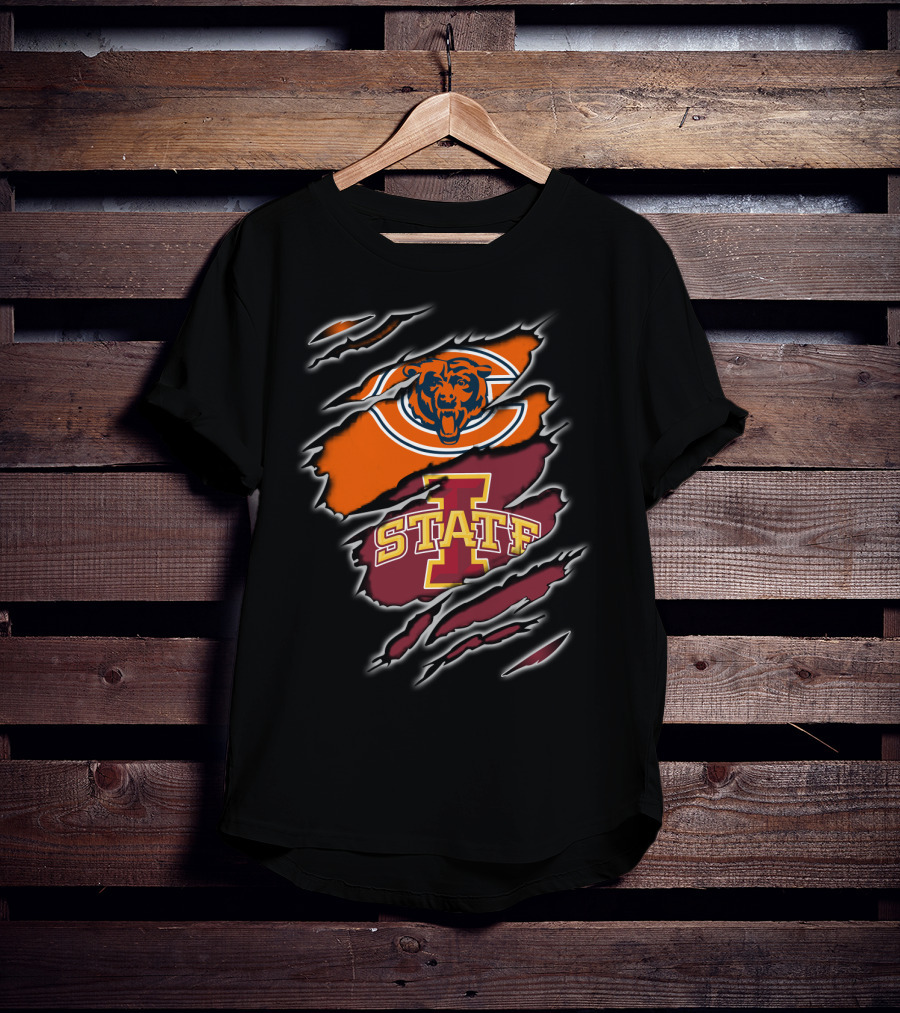 Chicago Bears Iowa State Cyclones Football Logo Split T-Shirt