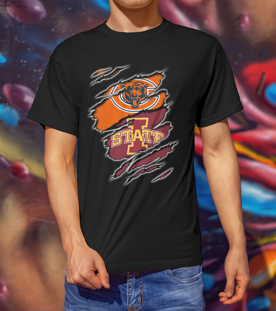 Chicago Bears Iowa State Cyclones Football Logo Split T-Shirt