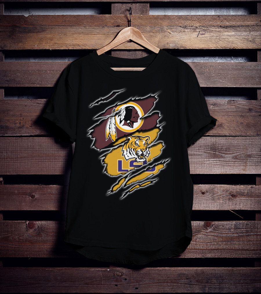 Lsu Tiger Claw With Redskins T-Shirt