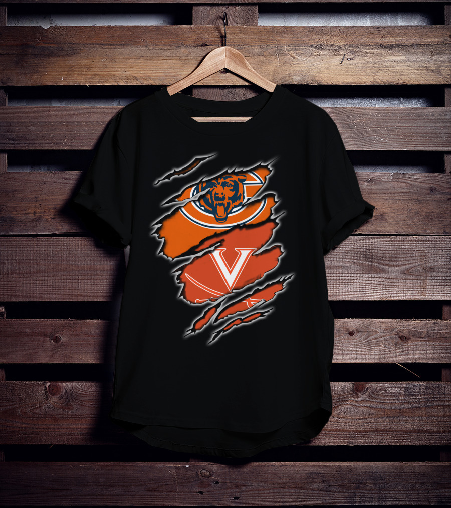 Chicago Bears Virginia Cavaliers Scratch Torn T-Shirt
