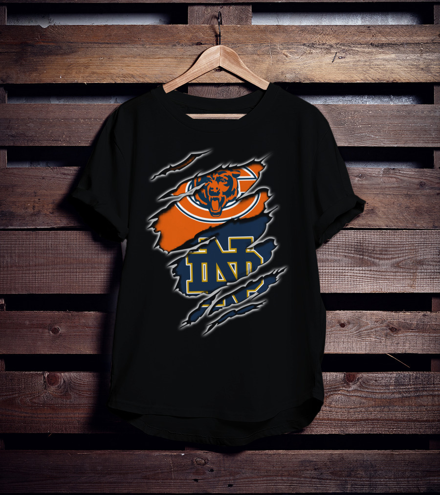 Chicago Bears Notre Dame Fighting Irish Claw Marks T-Shirt