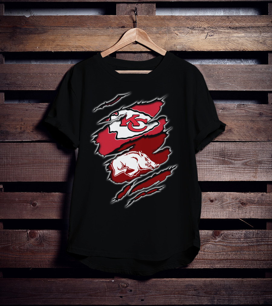Kansas City Chiefs Arkansas Razorbacks Football Crossover T-Shirt