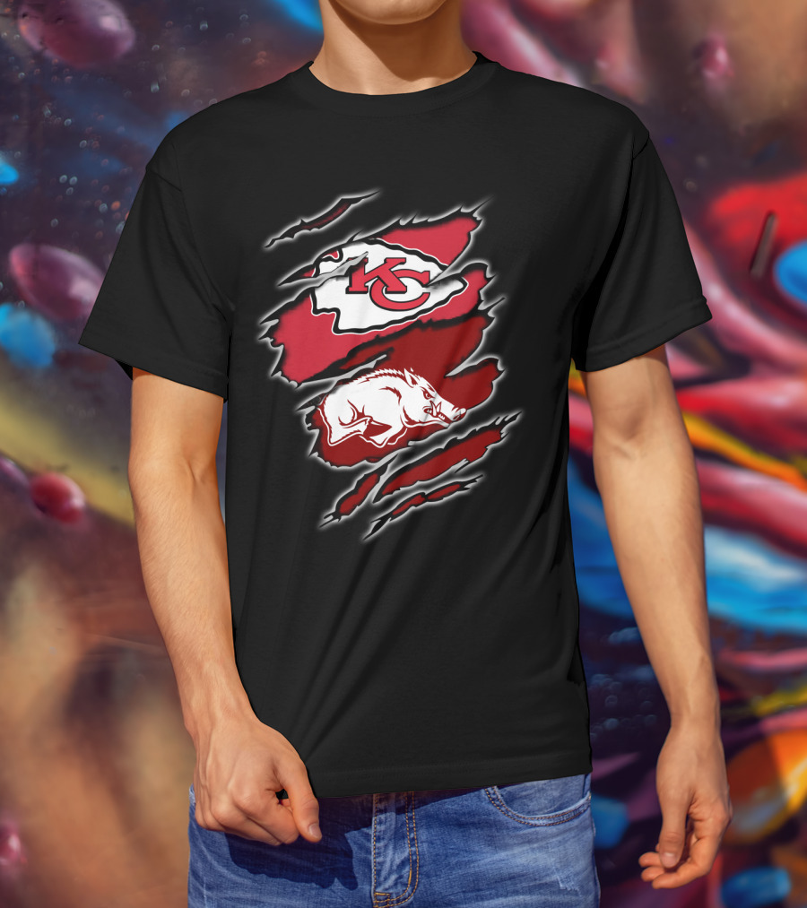 Kansas City Chiefs Arkansas Razorbacks Football Crossover T-Shirt