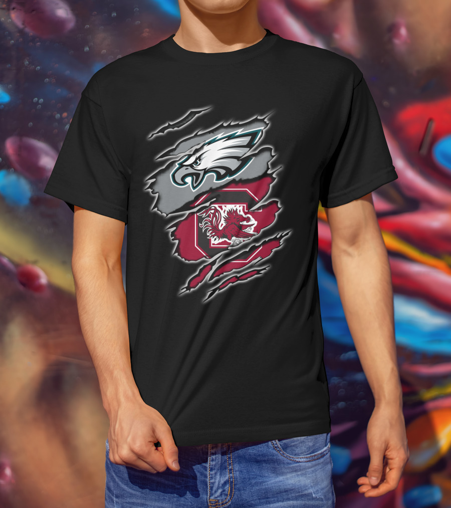 Philadelphia Eagles South Carolina Gamecocks Logo Blend T-Shirt