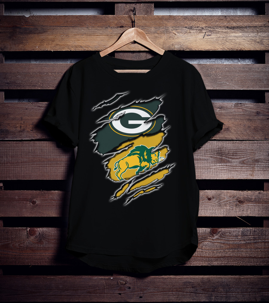 Green Bay Packers North Dakota State Bison Logo Mashup T-Shirt