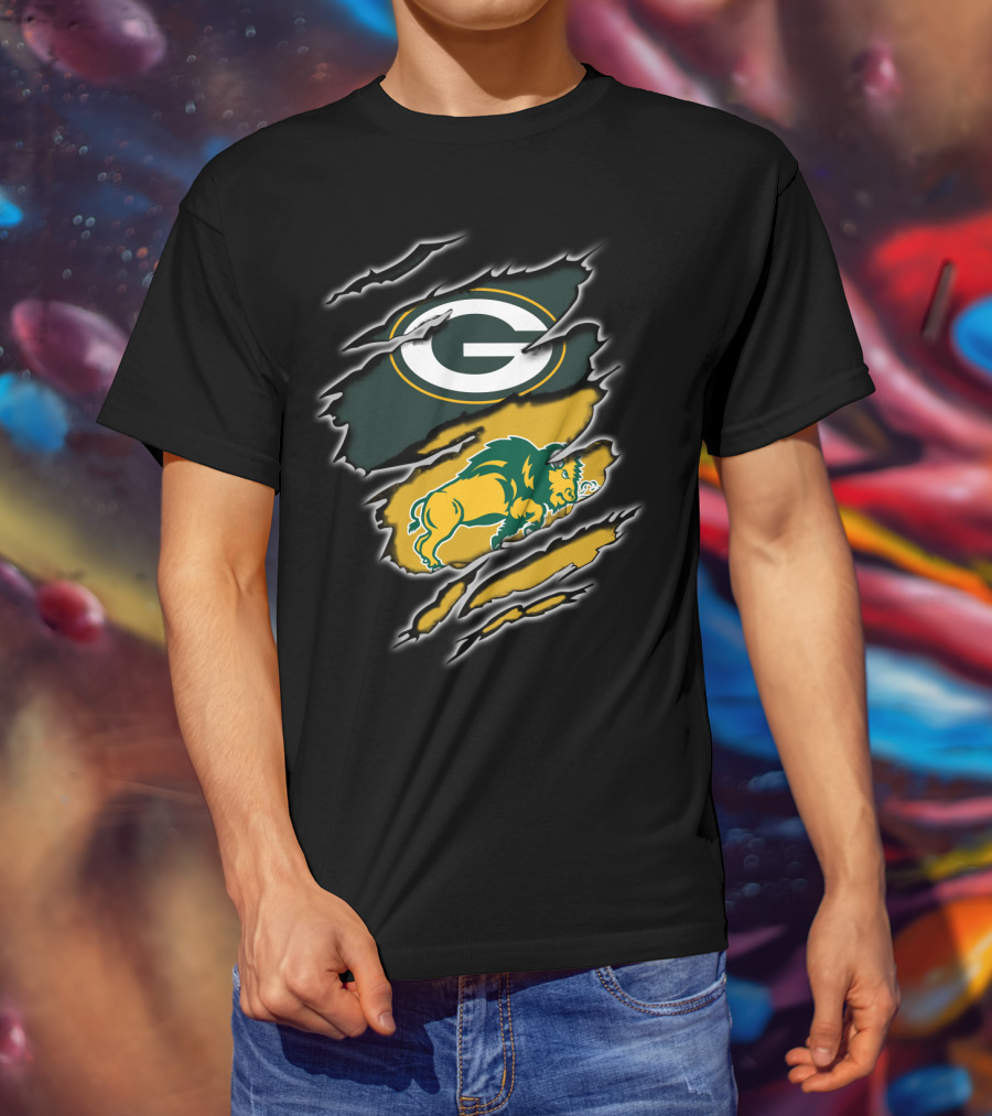 Green Bay Packers North Dakota State Bison Logo Mashup T-Shirt