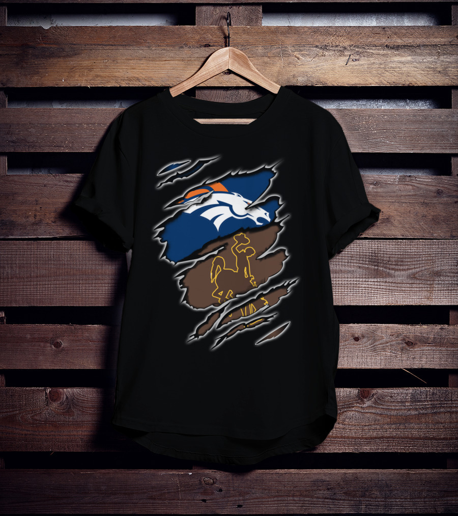 Broncos Wyoming Horse And Cowboy Iconic Symbol Collaboration T-Shirt