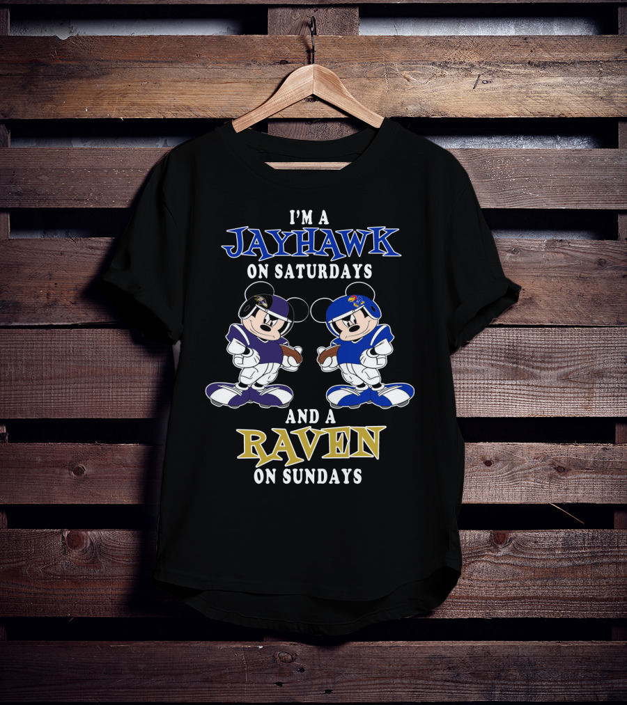 I'm A Jayhawk On Saturdays And A Raven On Sundays T-Shirt