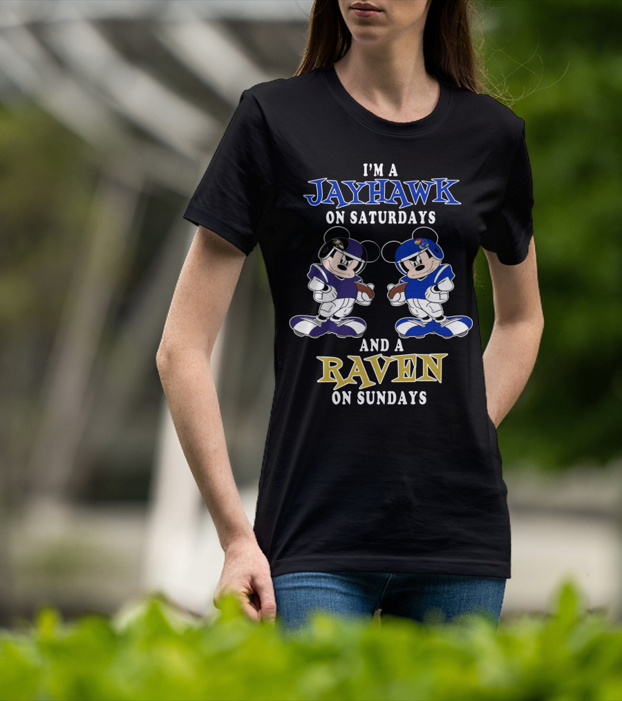 I'm A Jayhawk On Saturdays And A Raven On Sundays T-Shirt