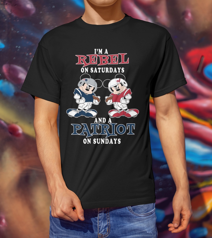 I'm A Rebel On Saturdays And A Patriot On Sundays Mickey T-Shirt