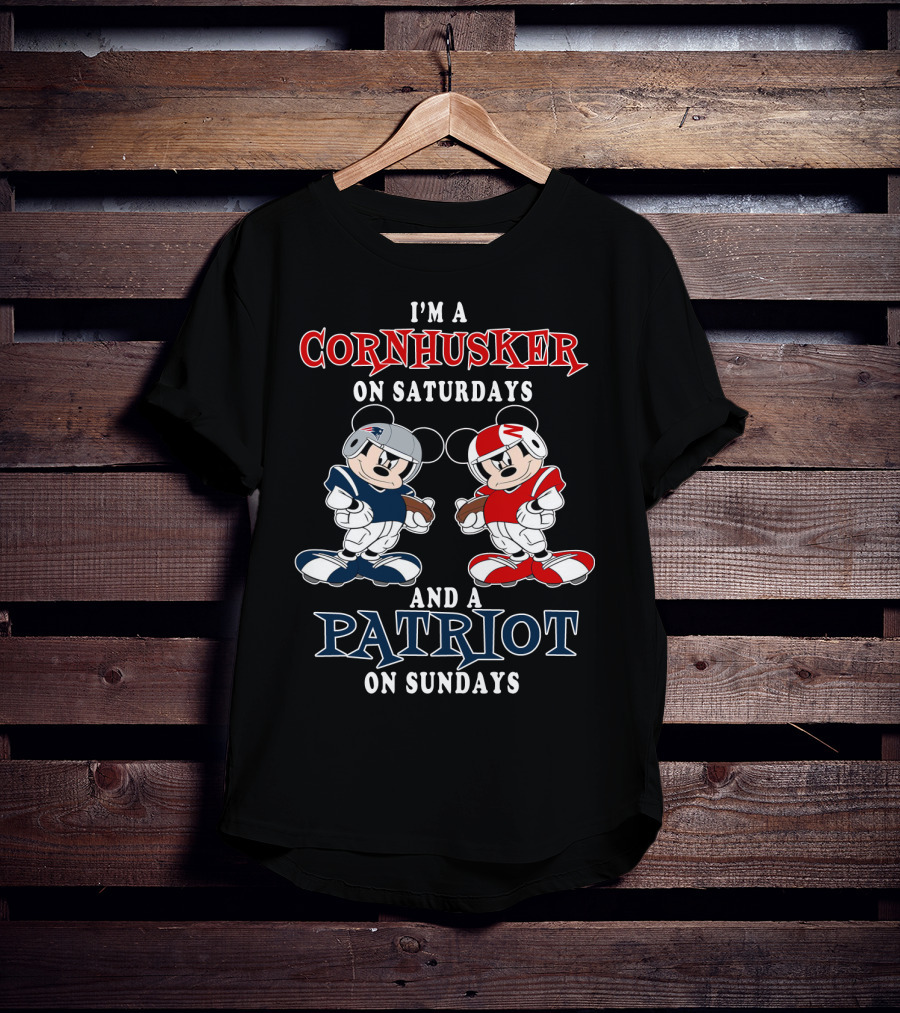 I'm A Cornhusker On Saturdays And A Patriot On Sundays Football Enthusiast Crossover T-Shirt