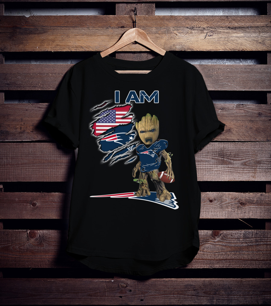 I Am Groot American Football Fan Patriots T-Shirt