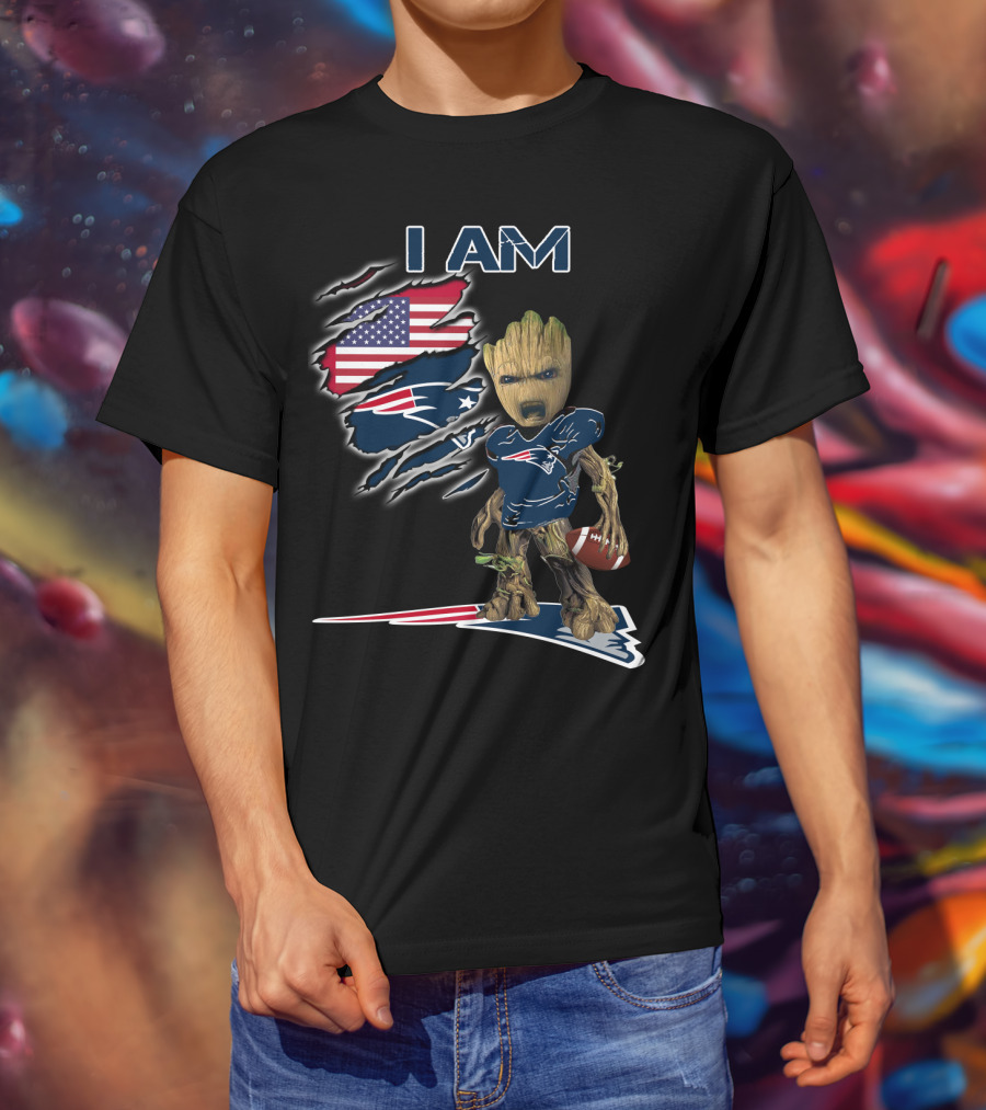 I Am Groot American Football Fan Patriots T-Shirt